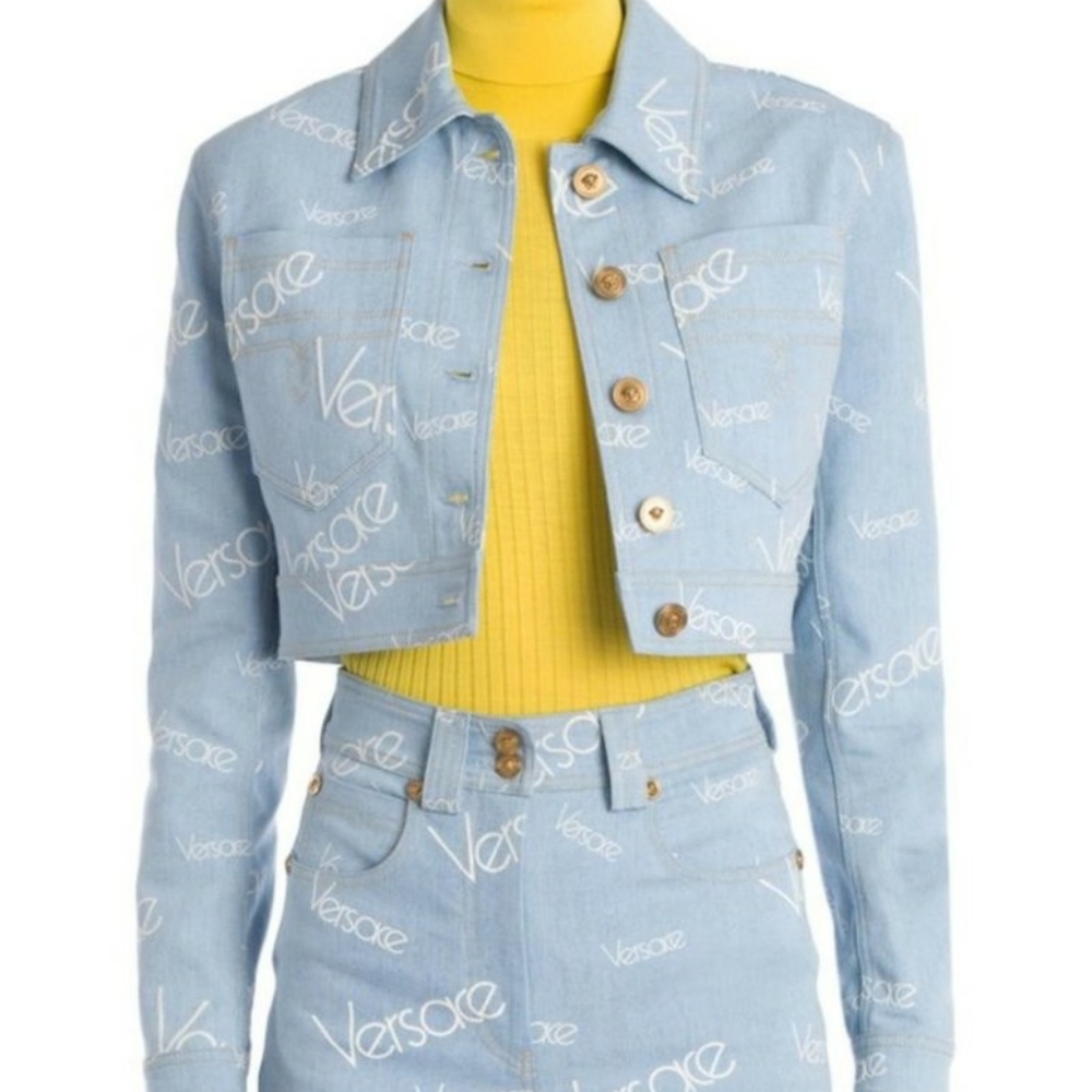 Versace Logo Cropped Denim Jacket IT40